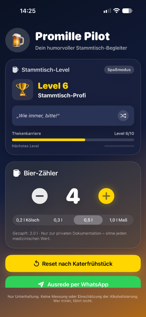 Promille Pilot App - Bier-Zähler